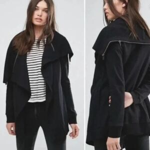 AllSaints Dahlia Back Sweat Jacket Open Front Waterfall Cardigan Size S